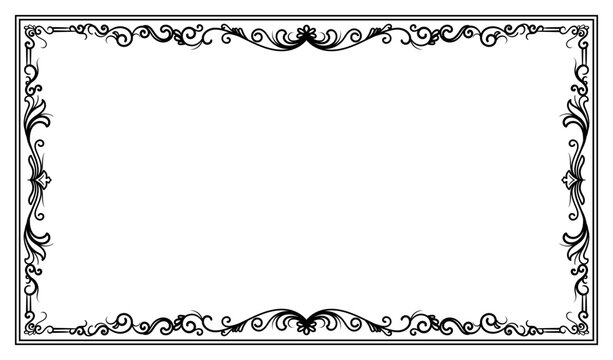 Luxurious frame with leaf-line motifs and greeting card design elements.