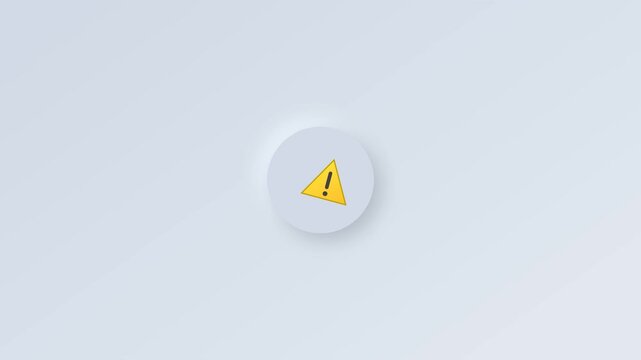 Warning Alert Animation with Yellow Triangle Exclamation Icon, Minimal Notification Motion Graphic for Error Message, System Warning, Safety Alert, Software Interface, Mobile App UI, Website Design