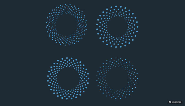 Circular dotted arrangements on a dark teal background