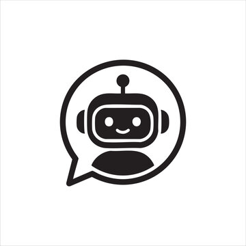 AI Chatbot Character inside Speech Bubble Assistant Silhouette Vector
