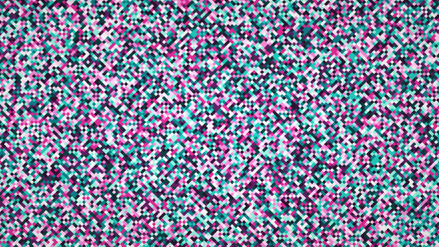 Pixelated mosaic pattern background in teal pink white