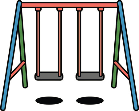 Outdoor Children Playground Double Swing Set Vector Icon