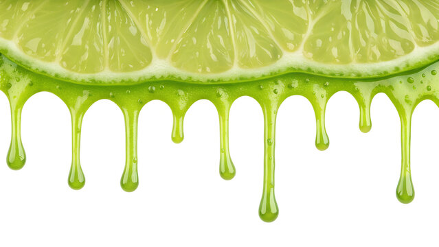 Dripping Green Slime Border Isolated on White Background   