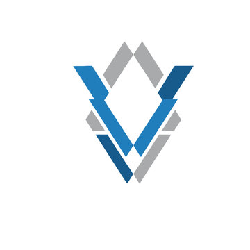 Abstract geometric logo with blue and gray elements