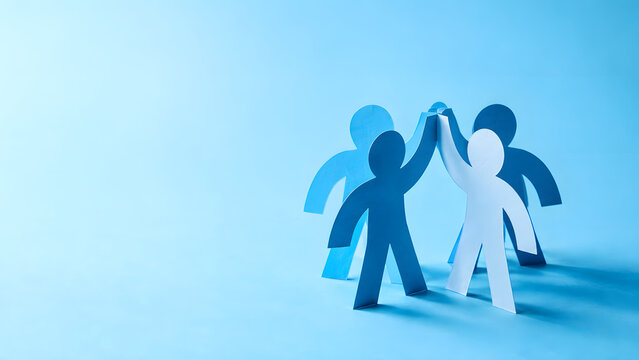 Business Teamwork Concept with Interconnected Human Figures Representing Collaboration and Unity