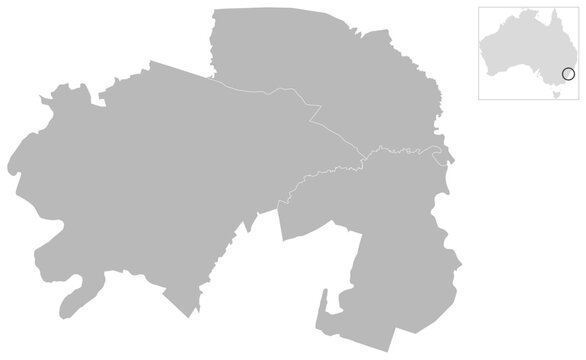 Sydney - South West SA4, Australia &ndash; statistical vector map with SA3 boundaries (Albers projection, PPT-compatible & fully editable)