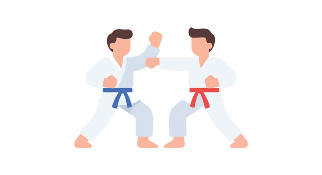 Two martial artists practicing combat a flat vector illustration martialarts