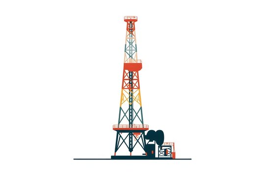 Oil drilling rig derrick tower isolated on white background