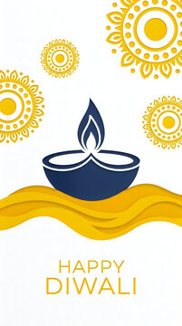 Diwali Celebration with Diya and Mandalas