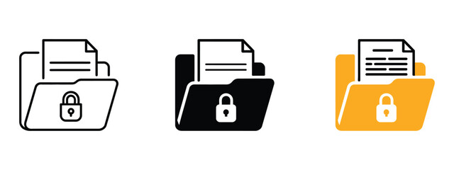 Confidential project icon vector featuring privacy protection symbols for secure data management, information access control, cybersecurity, document security, and digital systems ©   