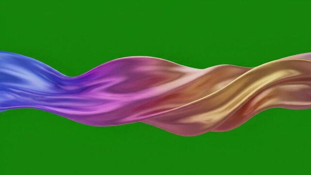 Abstract blue gradient waving against a solid green screen background