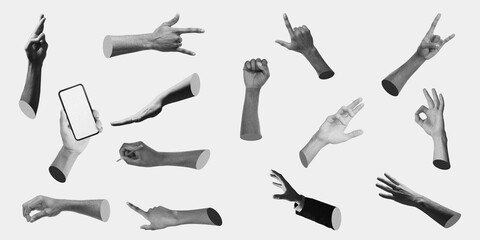 Obraz premium Hands Gesturing With Smartphone In Various Poses, Demonstrating Actions And Meanings, Unrecognizable. Displaying Communication, Technology Use, And Digital Expression In Modern Lifestyle.