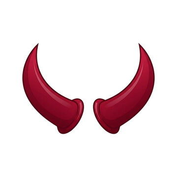 Red devil horns vector illustration on transparent background