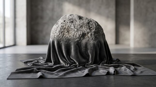 Stone Transforming into Flowing Luxury Fabric