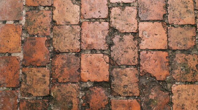 Old weathered red clay brick wall texture seamless grunge masonry block architectural background