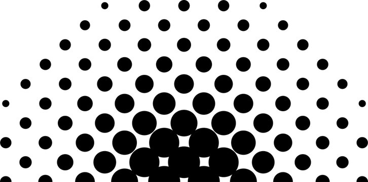 Sunburst halftone gradient pattern. Faded wallpaper pixelated bitmap design element for banner, poster, comics, manga