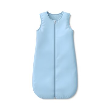 Sleeveless light blue baby sleep sack flat vector line art illustration isolated on white background