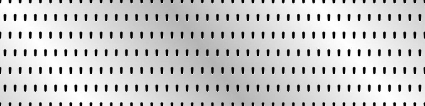Pegboard perforated metallic hardboard background with spaced holes