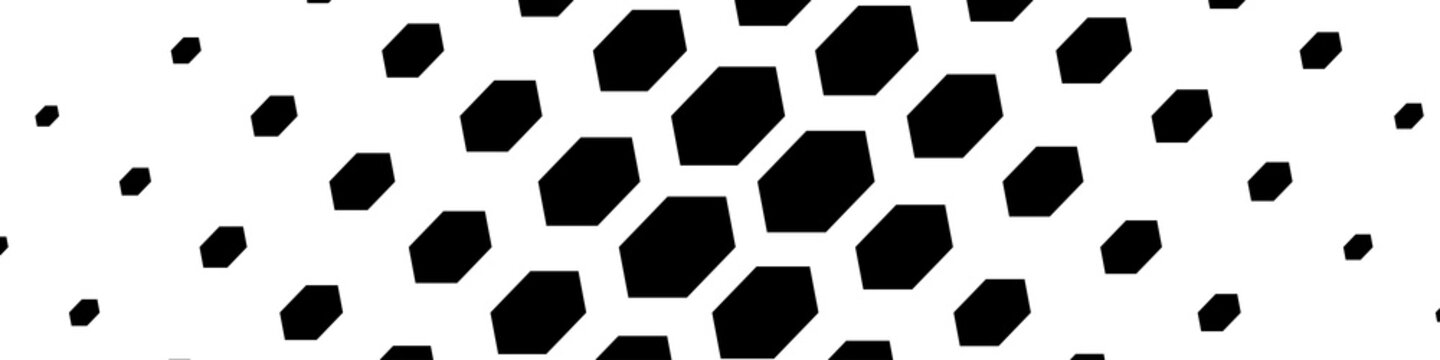 Halftone gradient hexagon fade background for  web site, poster, visualization big data, banner, bussines card