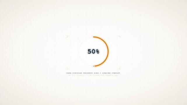 Minimalist digital loading progress bar graphic showing fifty percent complete on white background