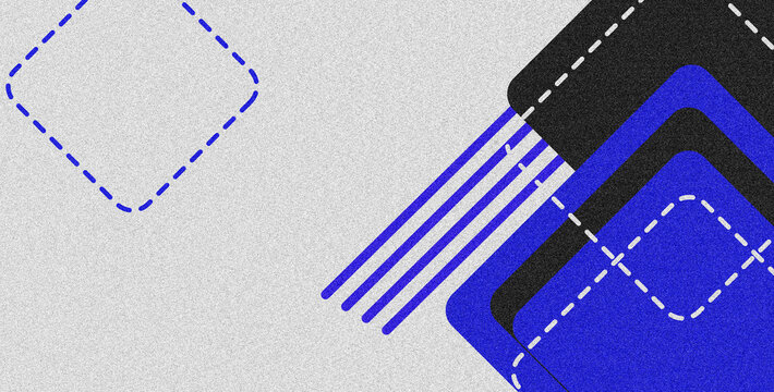 Abstract Grey Background with Blue Layered Geometry and Dashed Outline