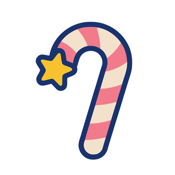 Candy Cane with Star Icon