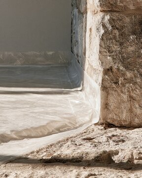 Clear Sheet Turned Up at a Wall Floor Junction