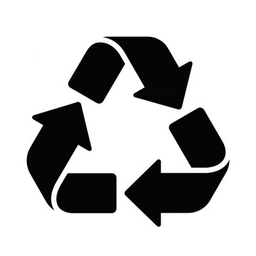 Minimalist black recycling symbol icon isolated on a white background, representing sustainability, environmental protection, waste reduction, and eco-friendly practices for modern green living.