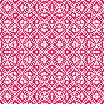 Seamless pattern of magenta concentric circles on a white background for graphic design