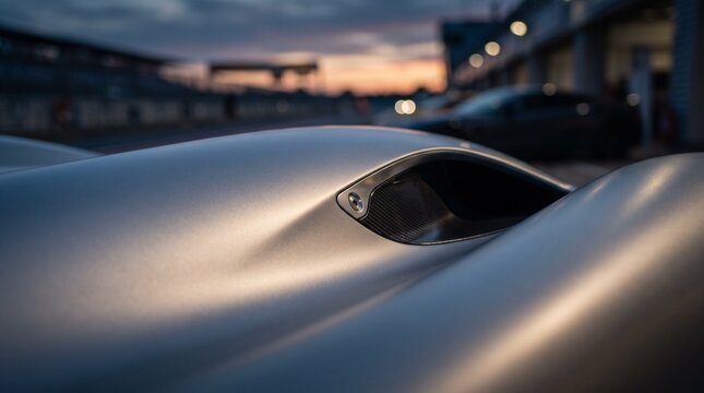 Sleek aerodynamic supercar bodywork reflection