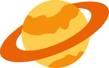 Orange and Yellow Ringed Planet Illustration Isolated © Nezar