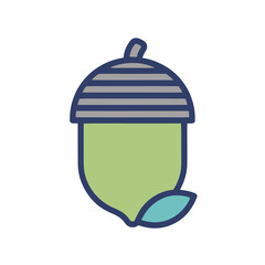 Stylized acorn with a leaf © syah
