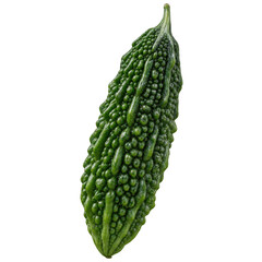 Fototapeta premium Green Bumpy Gourd Vegetable on Transparent Background