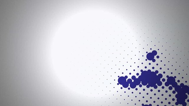 Abstract background featuring blue circular particles moving across a soft gradient light grey surface texture