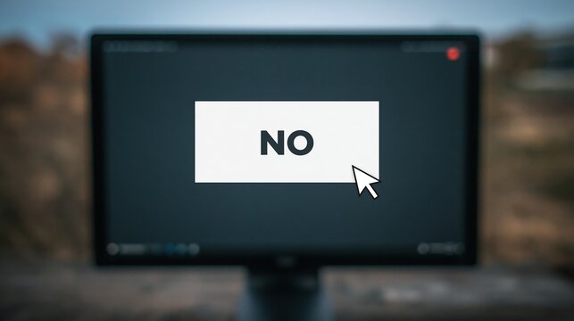Computer screen displaying no button with cursor