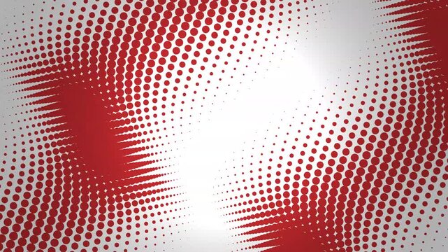 Abstract background featuring a dynamic pattern of red halftone circles on a soft light backdrop