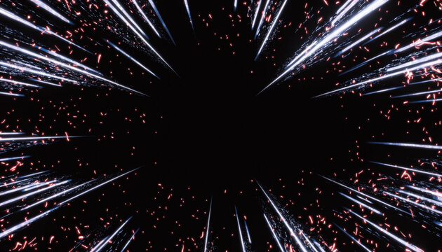 Speed lines and star burst effect with rainbow aberration on black background