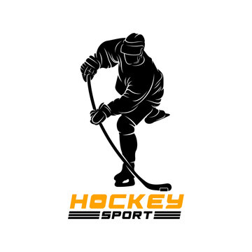 Ice hockey player silhouettes isolated on a white background. Vector illustration ideal for winter sports icons, game graphics, and design projects.