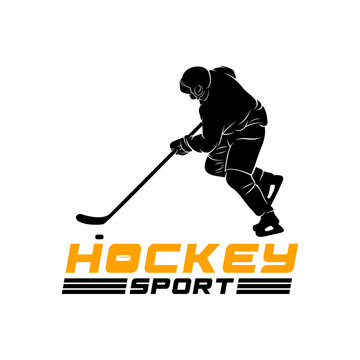 Ice hockey player silhouettes isolated on a white background. Vector illustration ideal for winter sports icons, game graphics, and design projects.