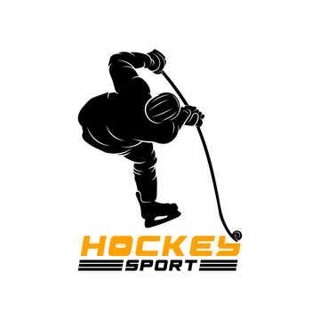 Ice hockey player silhouettes isolated on a white background. Vector illustration ideal for winter sports icons, game graphics, and design projects.