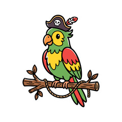 Fototapeta premium Colorful pirate parrot perched on a branch.