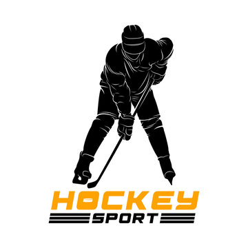 Ice hockey player silhouettes isolated on a white background. Vector illustration ideal for winter sports icons, game graphics, and design projects.