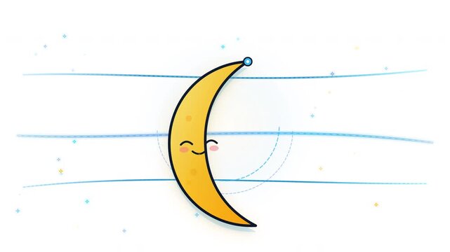 Emoticon Moon Blue Curves 4K