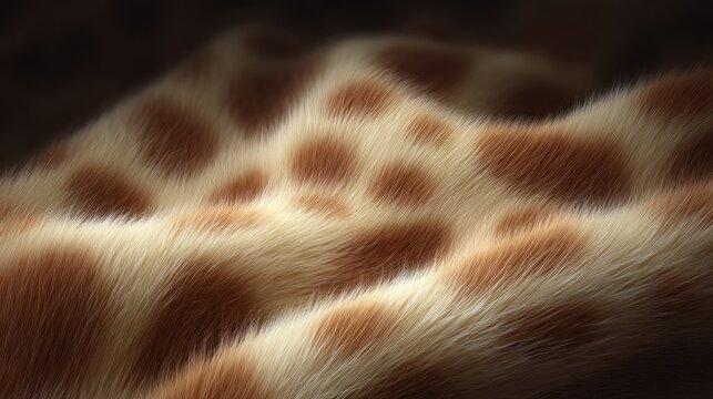 Close up view of giraffe fur showcasing unique patterns and textures in natural light