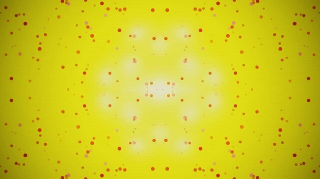 Glowing Orange Particles Around Bright Circular Light on Yellow Abstract Background