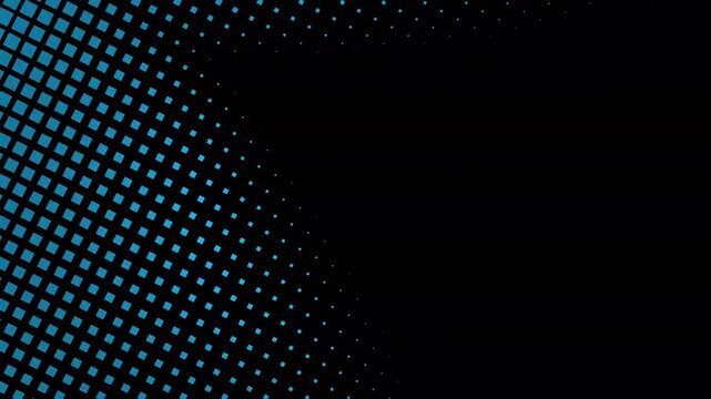 Abstract Digital Background Featuring Dynamic Blue Square Pixels Moving Across A Dark Moody Black Screen
