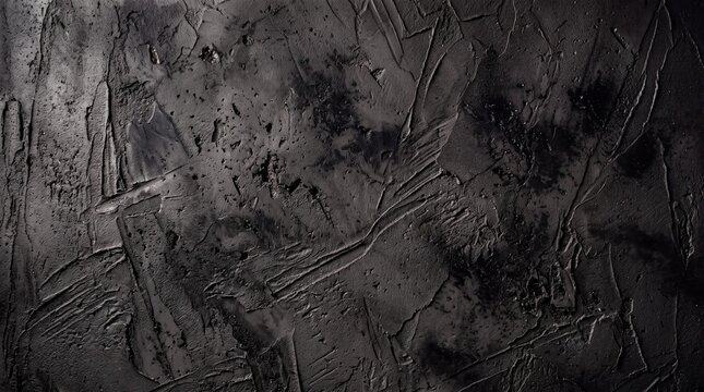 Dark Black Textured Concrete Wall Background Surface