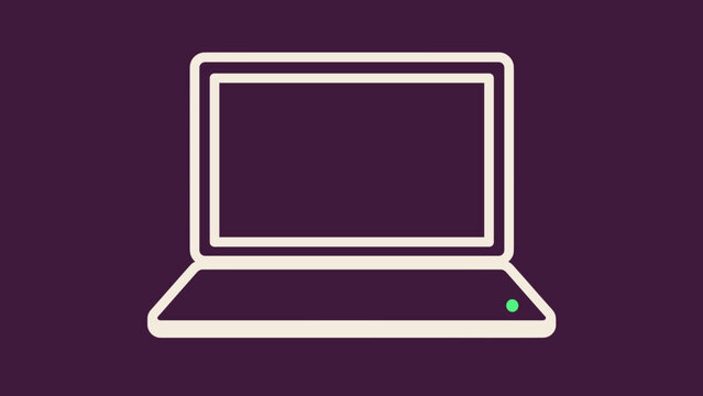Monoline logo of an open laptop for an assistive computing shop and training service