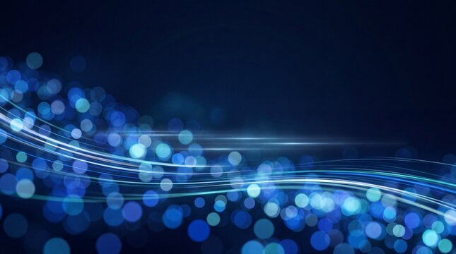Abstract Blue Digital Wave with Glowing Particles and Light Trails