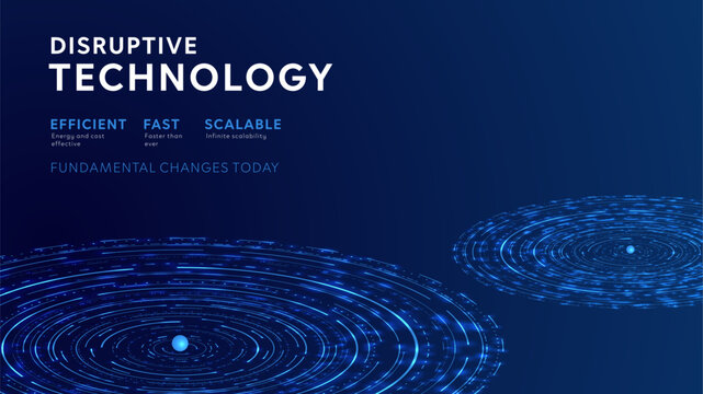Digital technology transformation background. Disruptive innovation operating systems marketing banner for presentations.